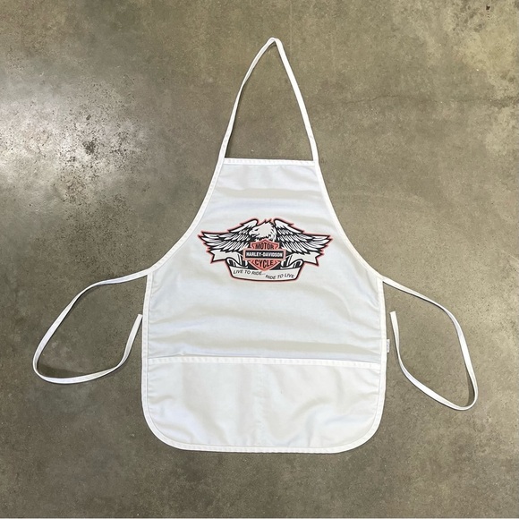 VTG Harley Davidson Motorcycle BBQ Cooking Kitchen Grilling Tie Back Apron - Picture 1 of 8